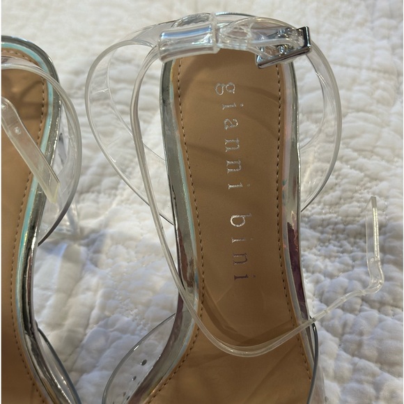NWOT Gianni Bini Clear Block Heels with Rhinestones - Size 8.5 Bride/prom - Picture 2 of 9